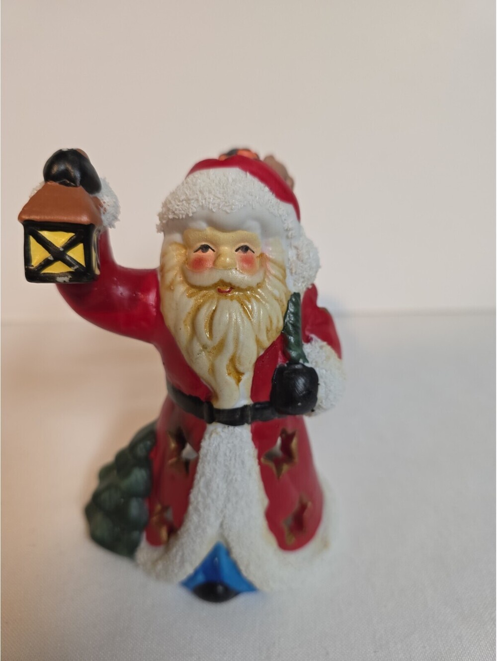 Vintage Ceramic Santa Claus Tea Light Candle Holder Lantern Christmas...